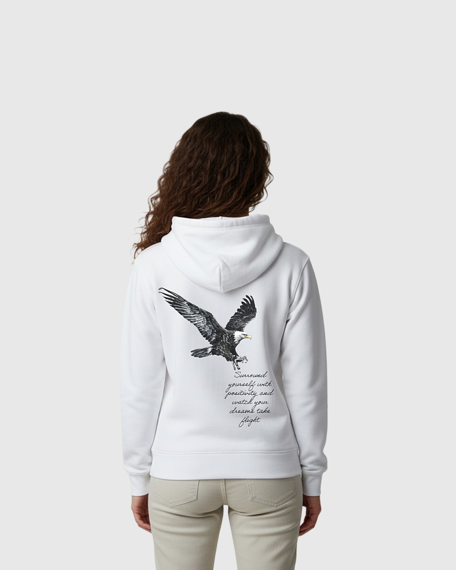 Damen Hoodie „Surround Yourself with Positivity and Watch Your Dreams Take Flight“
