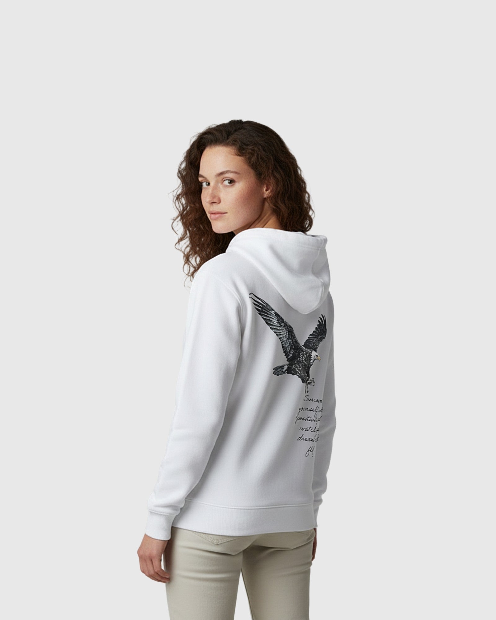 Damen Hoodie „Surround Yourself with Positivity and Watch Your Dreams Take Flight“