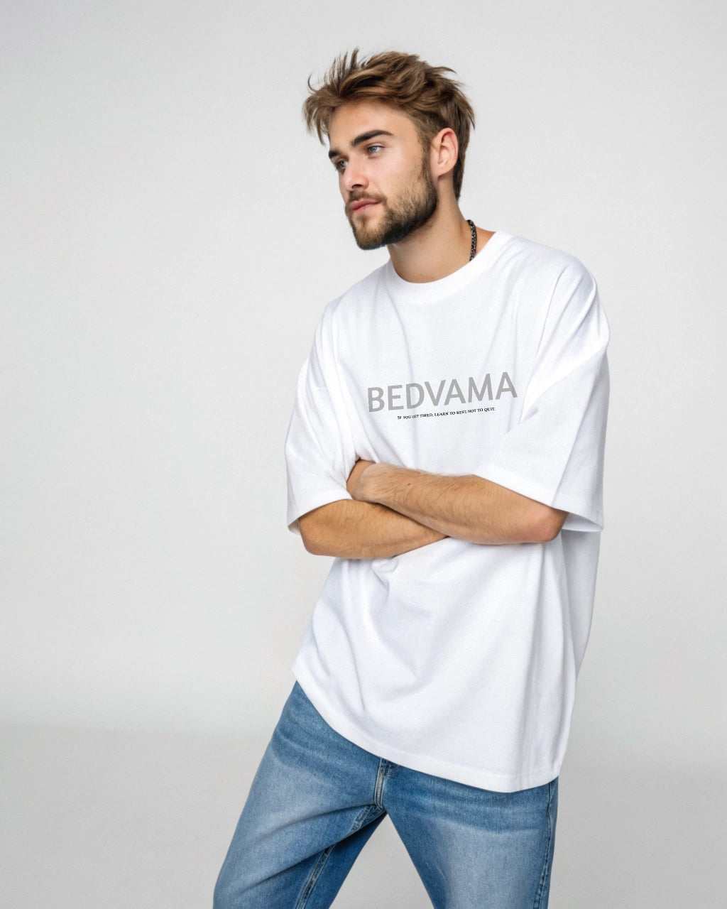 oversize tee white front view