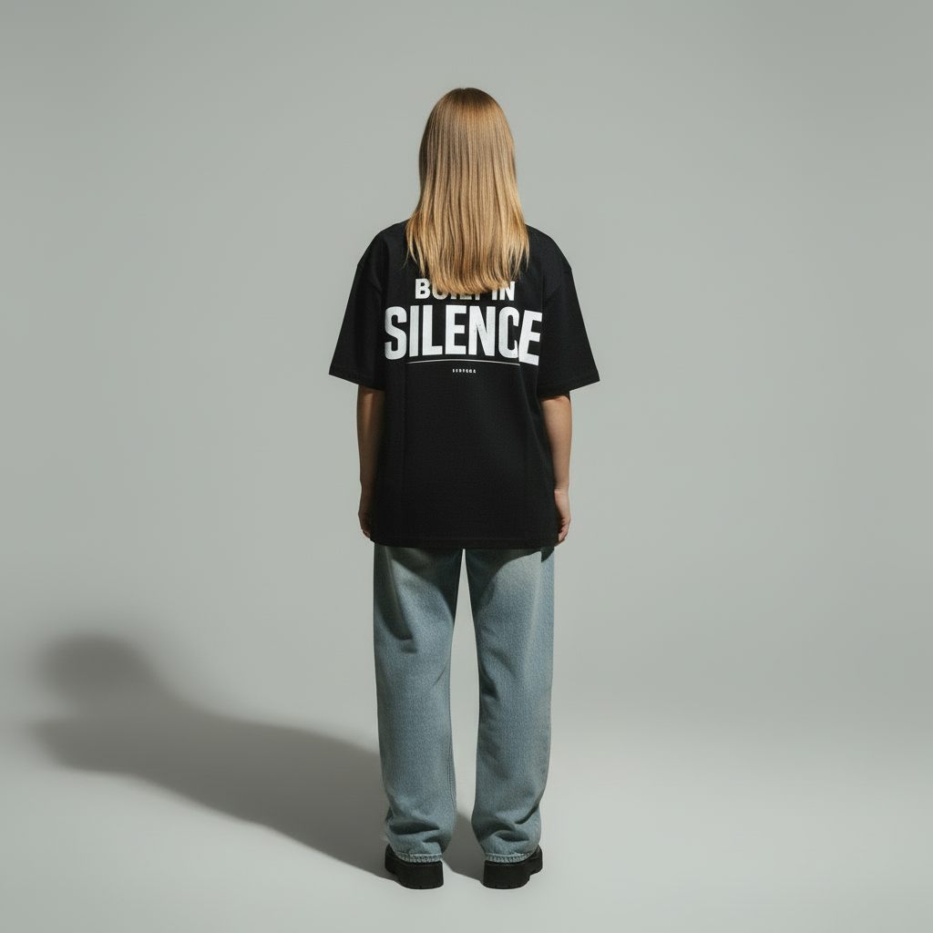 model von hinten im schwarzen oversize tshirt von bedvama