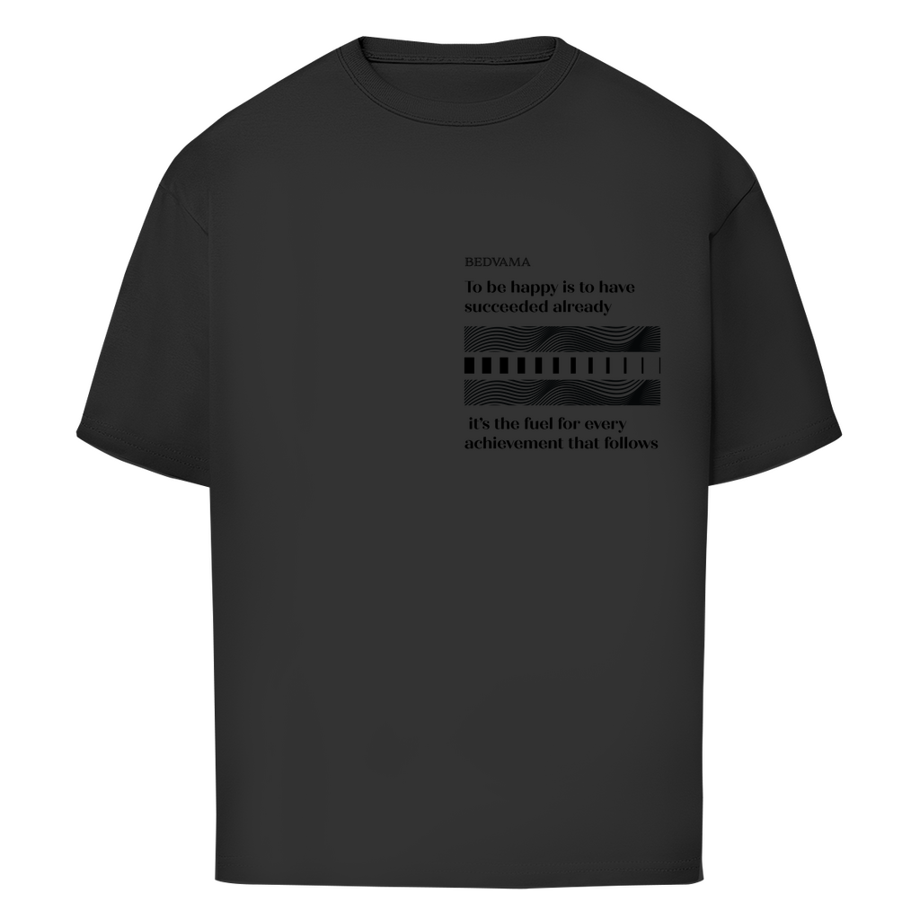 Schwarzes Oversize T-Shirt mit Zitat zum Erfolg